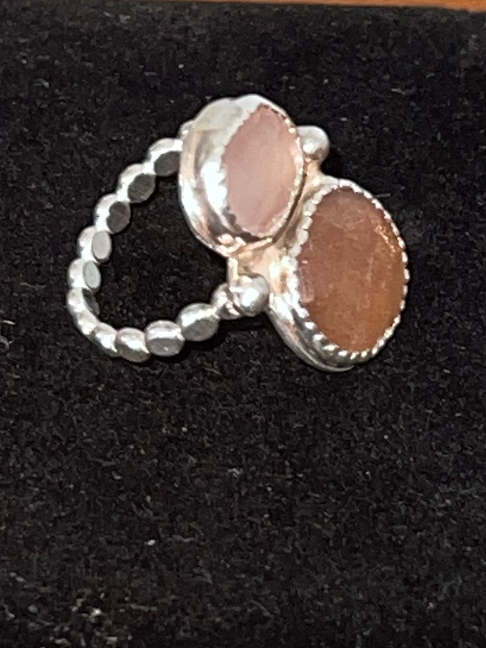Sterling Silver strawberry quartz and sunstone ring - Picture 4 of 6